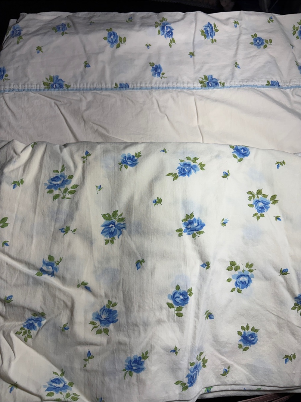 Vintage flawed full set‎ Classic Blue Rose Floral Springmaid C5